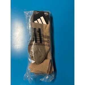 Adidas 3-Pack Sock Brown Shoe 6-12 Men's Crew Athletic Socks New